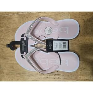 bebe girls Pink Rhinestone Flip Flops Size M (13/1)